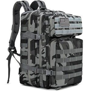 45L Tactical Backpack Camo Navy Waterproof Multi Compartment for Camping Hiking
